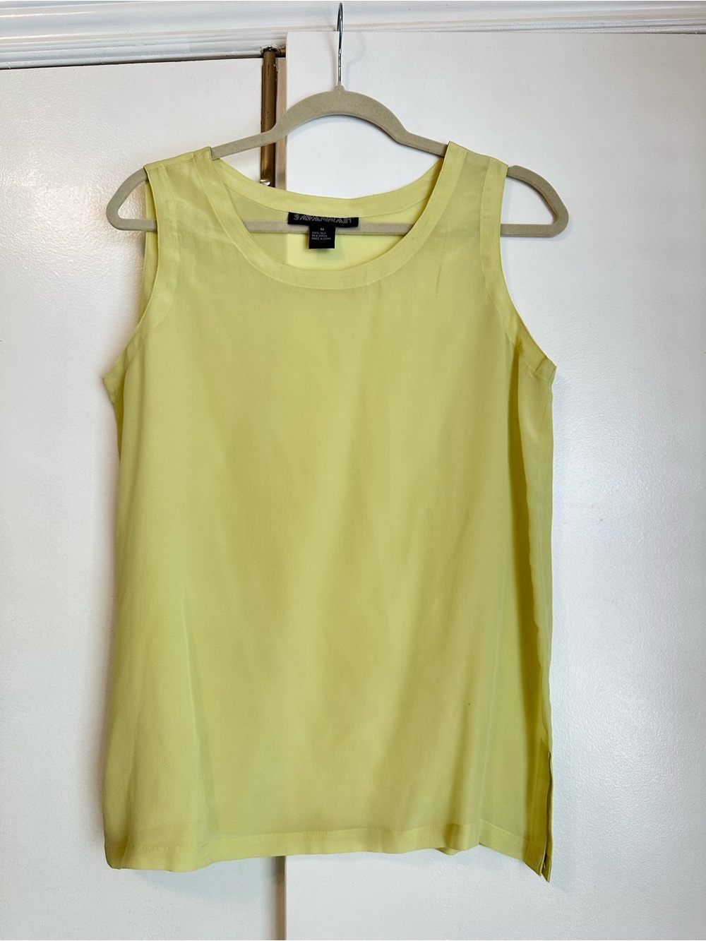 Savannah Pale Yellow 100% Silk Sleeveless Top